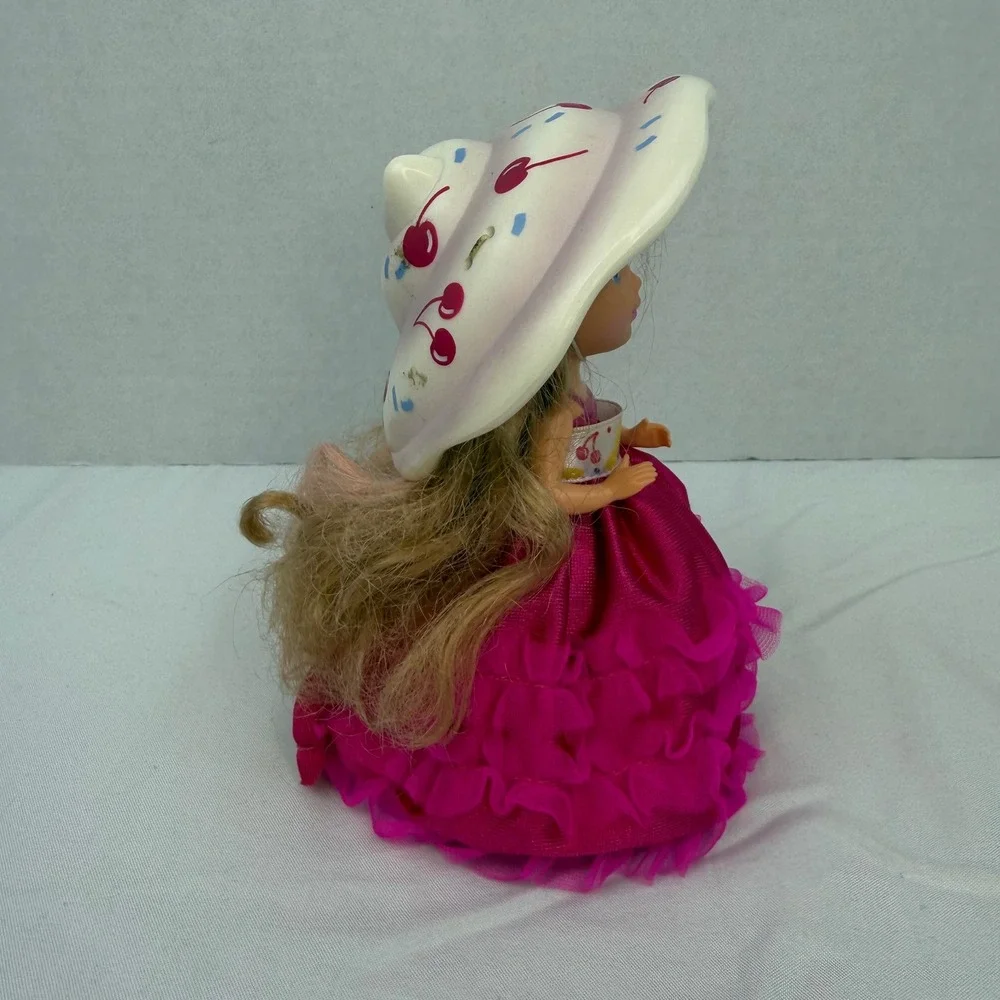 Vintage Tonka Cupcake Surprise Doll Magenta Cherry Dress with Hat and Comb